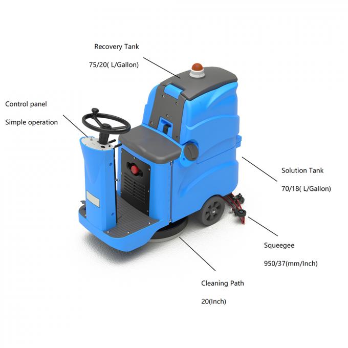 D7 Kompak Ride On Floor Scrubber Dryer Dengan Tangki Air Besar Dan Umur Baterai Panjang 0